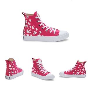 MCQ by Alexander McQueen Swallow Swarm Vulc High-Top Sneaker in Pink - Size 42